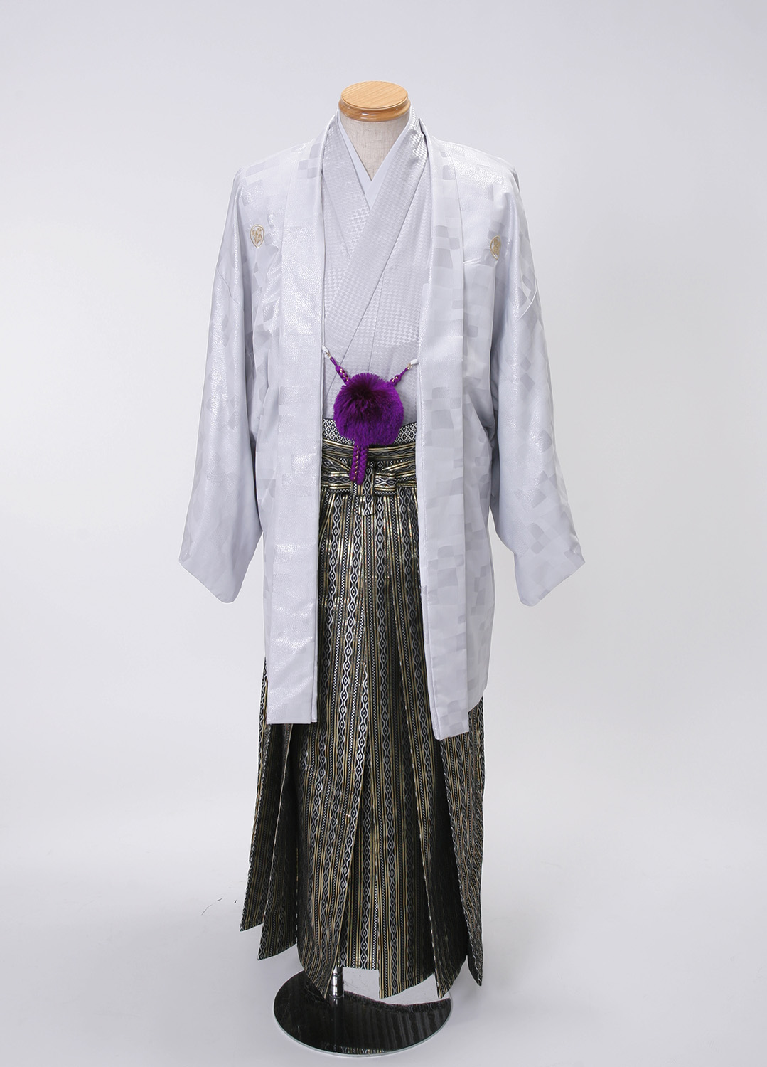 紋付袴：白・市松柄地紋＜77,000円＞